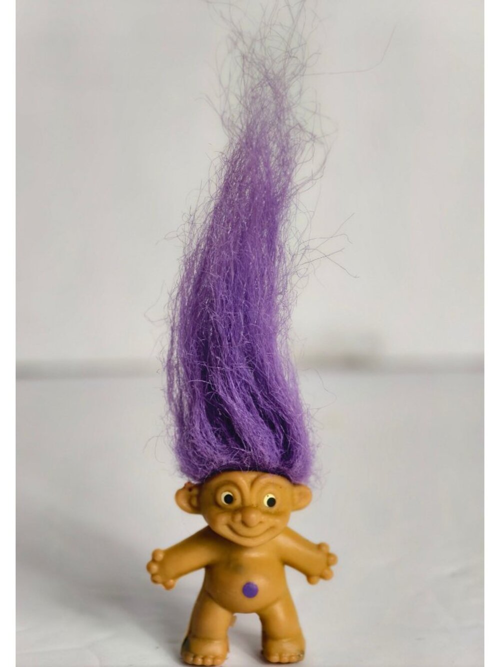 Vtg Treasure Troll Doll Pencil Topper Mini Troll Purple Hair 1.5" Trolls Rare